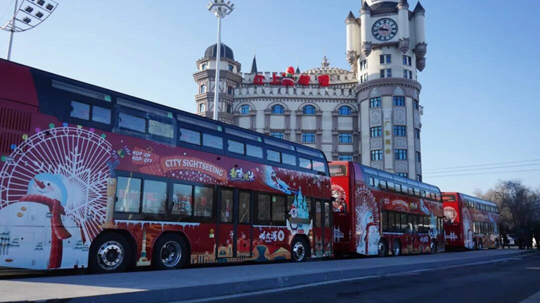 Los autobuses de dos pisos de Ankai sirven a los juegos de invierno asiáticos